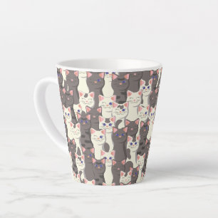 Witte en grijze kattenpatroon latte mok