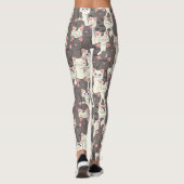 Witte en grijze kattenpatroon leggings (Achterkant)