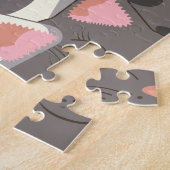 Witte en grijze kattenpatroon legpuzzel (Zijkant)