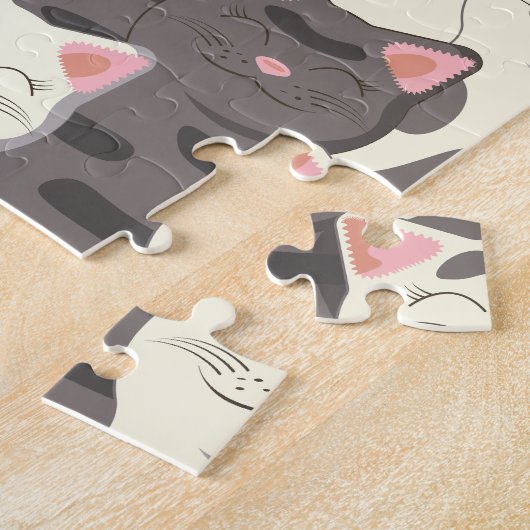Witte en grijze kattenpatroon legpuzzel (Zijkant)