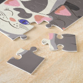 Witte en grijze kattenpatroon legpuzzel (Zijkant)