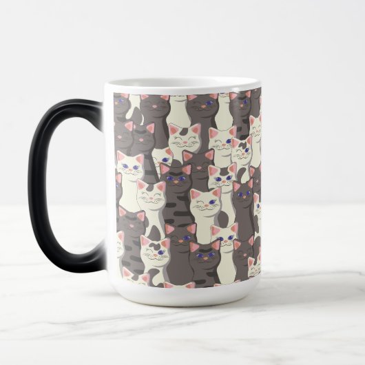 Witte en grijze kattenpatroon magische mok (Links)