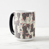 Witte en grijze kattenpatroon magische mok (Voorkant links)