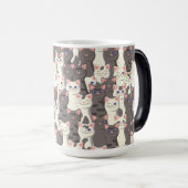 Witte en grijze kattenpatroon magische mok (Voorkant rechts)
