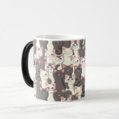 Witte en grijze kattenpatroon magische mok (Voorkant links)