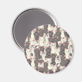 Witte en grijze kattenpatroon magneet (Voorkant / Achterkant)