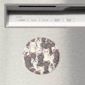 Witte en grijze kattenpatroon magneet (Insitu (Vaatwasser))