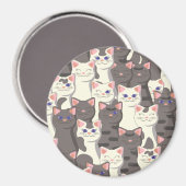 Witte en grijze kattenpatroon magneet (Voorkant / Achterkant)