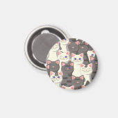 Witte en grijze kattenpatroon magneet (Voorkant / Achterkant)