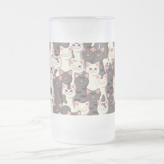 Witte en grijze kattenpatroon matglas bierpul (Center)