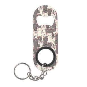 Witte en grijze kattenpatroon mini flessenopener