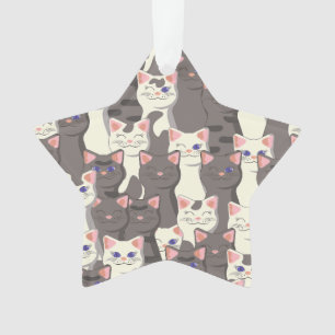 Witte en grijze kattenpatroon ornament