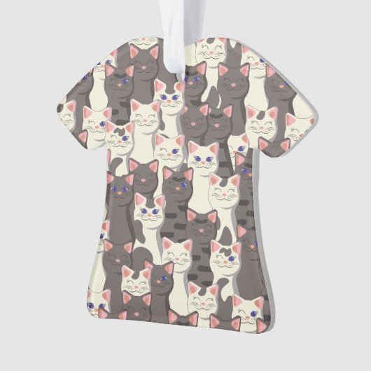 Witte en grijze kattenpatroon ornament (voorkant)