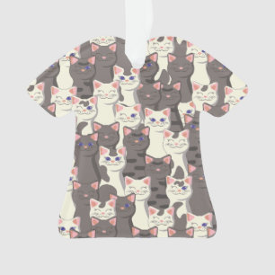 Witte en grijze kattenpatroon ornament
