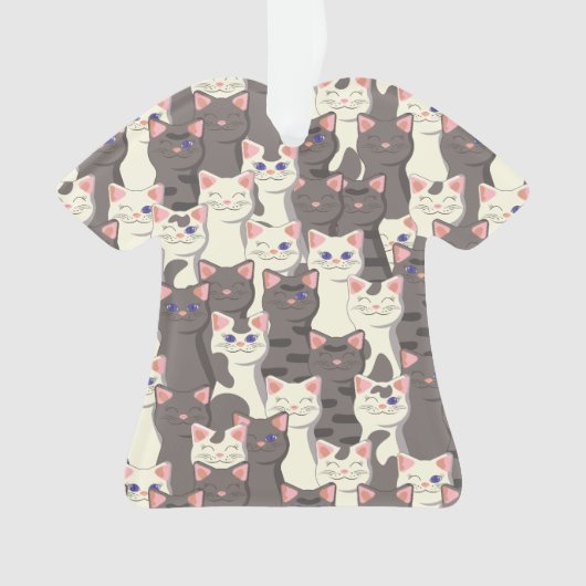 Witte en grijze kattenpatroon ornament (voorkant)