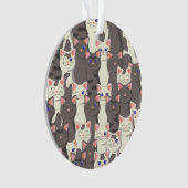 Witte en grijze kattenpatroon ornament (voorkant)