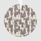 Witte en grijze kattenpatroon ornament (achterkant)