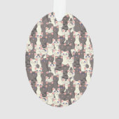 Witte en grijze kattenpatroon ornament (achterkant)