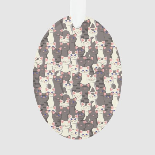 Witte en grijze kattenpatroon ornament (achterkant)