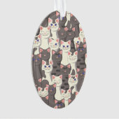 Witte en grijze kattenpatroon ornament (voorkant)