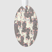 Witte en grijze kattenpatroon ornament (voorkant)
