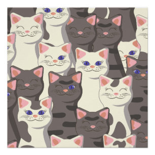 Witte en grijze kattenpatroon perfect poster