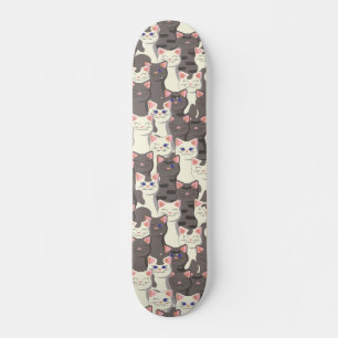 Witte en grijze kattenpatroon persoonlijk skateboard