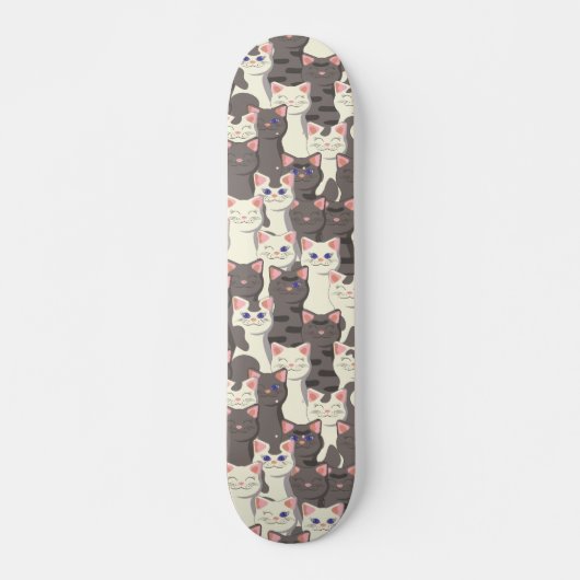 Witte en grijze kattenpatroon persoonlijk skateboard (Voorkant)