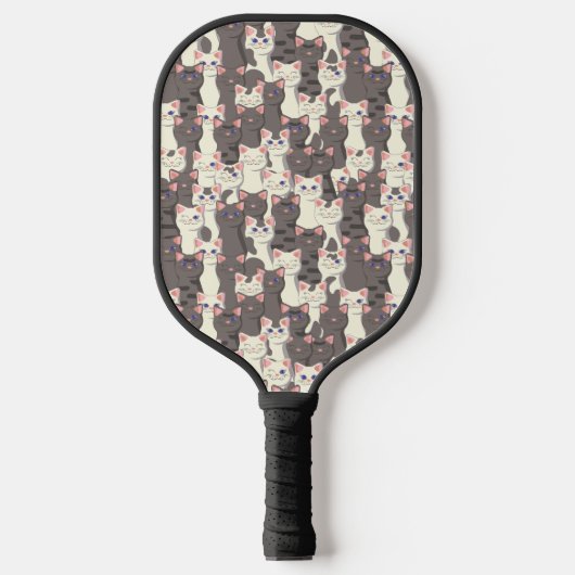 Witte en grijze kattenpatroon pickleball paddle (Voorkant)