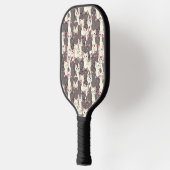 Witte en grijze kattenpatroon pickleball paddle (Links)