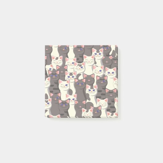 Witte en grijze kattenpatroon post-it® notes (Voorkant)