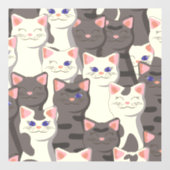 Witte en grijze kattenpatroon raamsticker (Vel)
