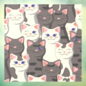 Witte en grijze kattenpatroon raamsticker (Vel 3)