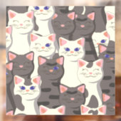 Witte en grijze kattenpatroon raamsticker (Vel 2)