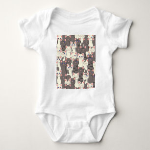 Witte en grijze kattenpatroon romper