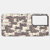 Witte en grijze kattenpatroon samsung galaxy hoesje (Linkerkant)