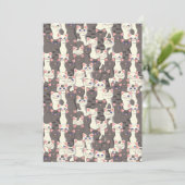 Witte en grijze kattenpatroon save the date (Staand voorkant)