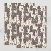 Witte en grijze kattenpatroon save the date (Voorkant / Achterkant)