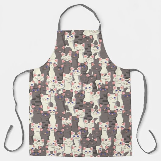 Witte en grijze kattenpatroon schort (Voorkant)