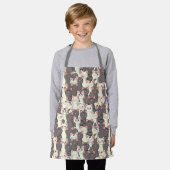 Witte en grijze kattenpatroon schort (Gedragen)