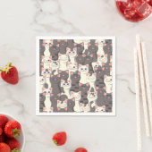 Witte en grijze kattenpatroon servet (Insitu)