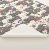 Witte en grijze kattenpatroon sherpa deken (3/4)