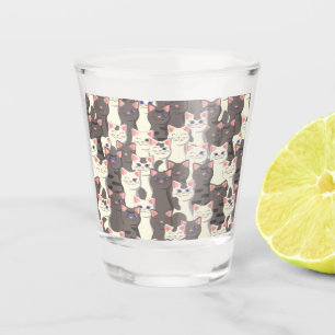 Witte en grijze kattenpatroon shot glas