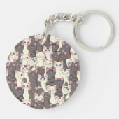 Witte en grijze kattenpatroon sleutelhanger (Achterkant)