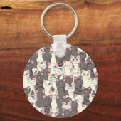 Witte en grijze kattenpatroon sleutelhanger (Achterkant)