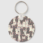 Witte en grijze kattenpatroon sleutelhanger (Achterkant)