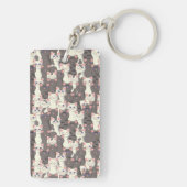 Witte en grijze kattenpatroon sleutelhanger (achterkant)