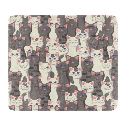 Witte en grijze kattenpatroon snijplank (Voorkant)