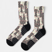 Witte en grijze kattenpatroon sokken (Links)