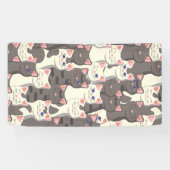 Witte en grijze kattenpatroon spandoek (Horizontaal)
